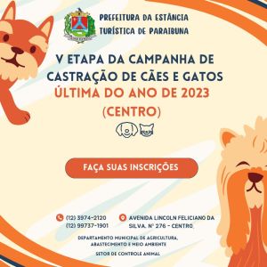 Inscrições para 5ª etapa da Campanha de Castração Gratuita de Cães e Gatos terminam na próxima terça-feira (21)